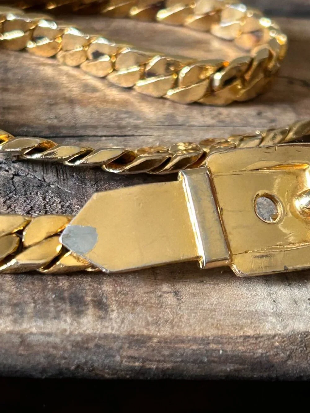 VINTAGE Heavy Thick Gold Chain Belt With Gold Clasp Buckle - Picture 4 of 6